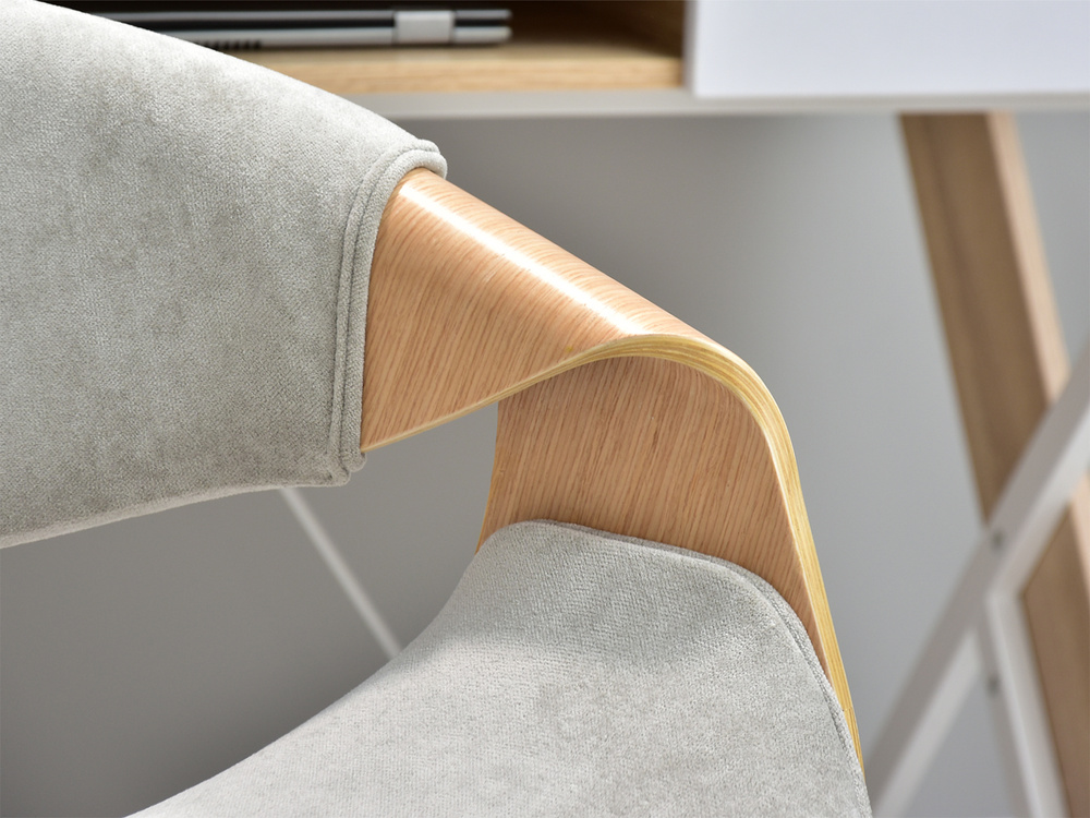 Kontorlænestol grå/natur eg krom ben RAPID