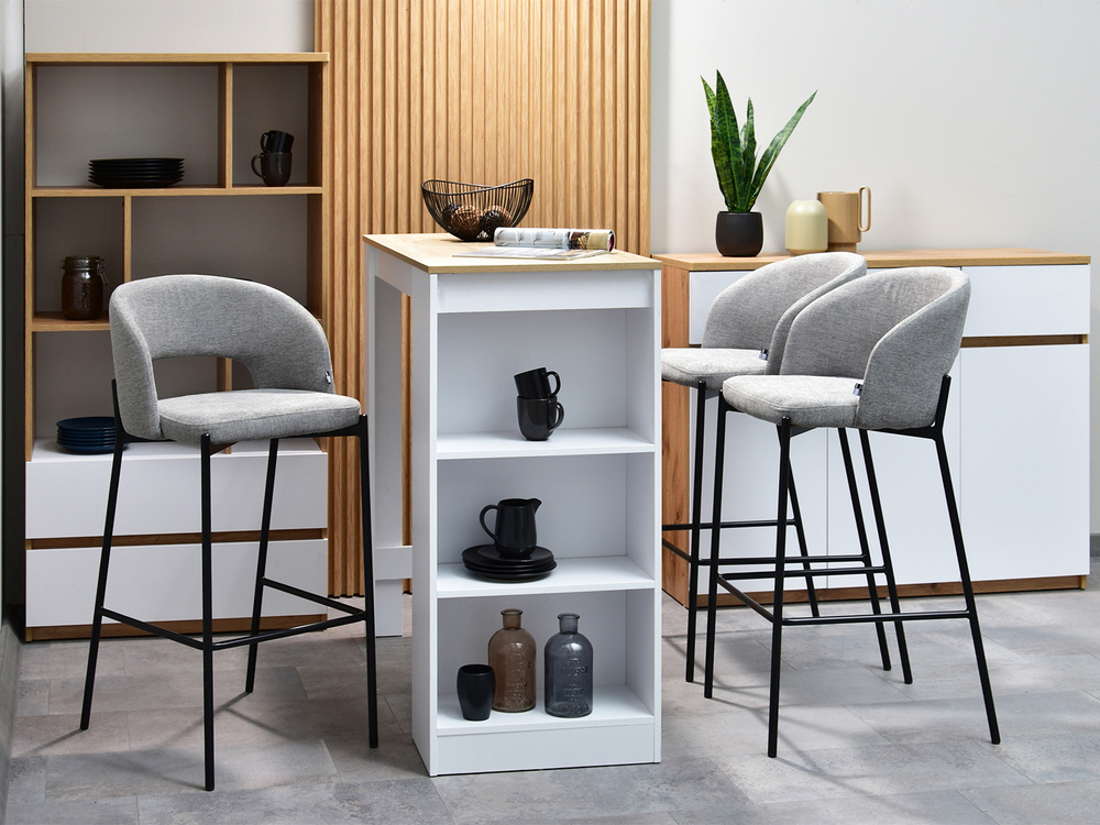 Hocker moderne grå sorte ben GUIDO