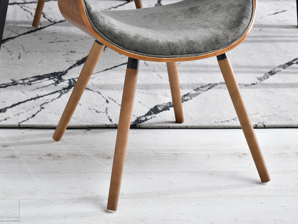 Velourstol grå sort træben BENT