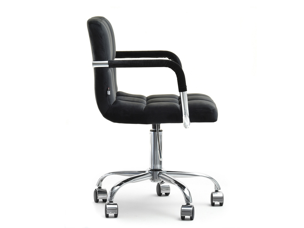 Velourlænestol sort/krom ben ELIS