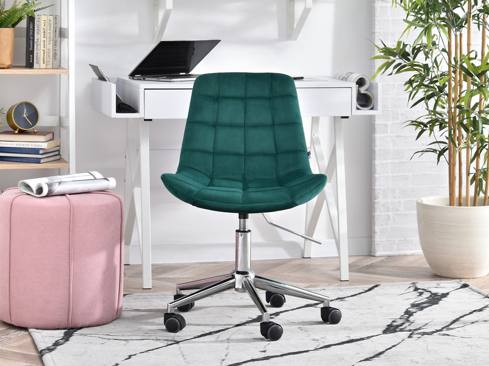 Grøn lænestol med kromben ELIOR