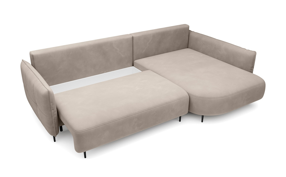 Beige hjørnesofa med sovefunktion højre PALERMO
