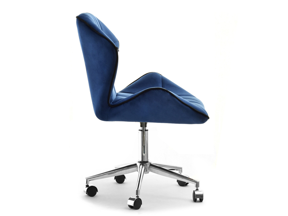 Velour lænestol marineblå krom ben VELO-MOVE