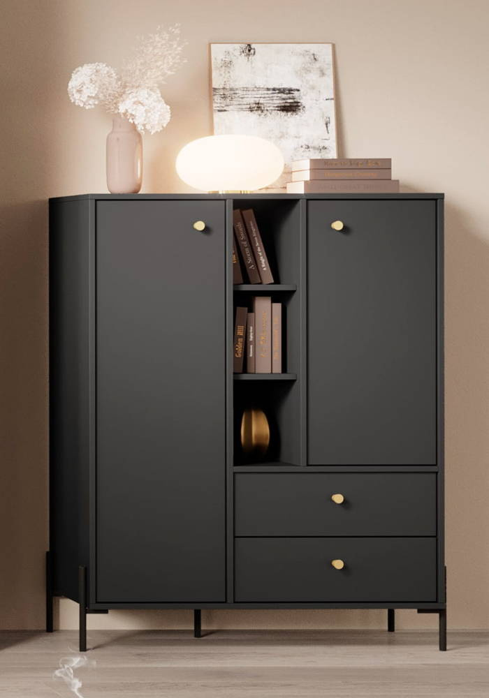 Høj kommode 100 cm antracit NOTTE