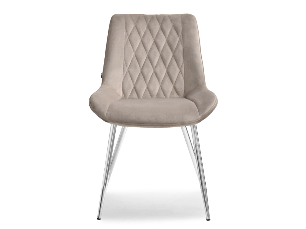 Velourstol beige krom ADEL-ben