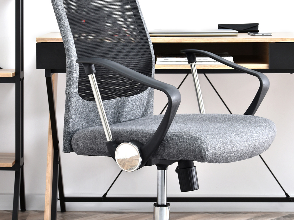 Kontorlænestol med grå kromben KOBE