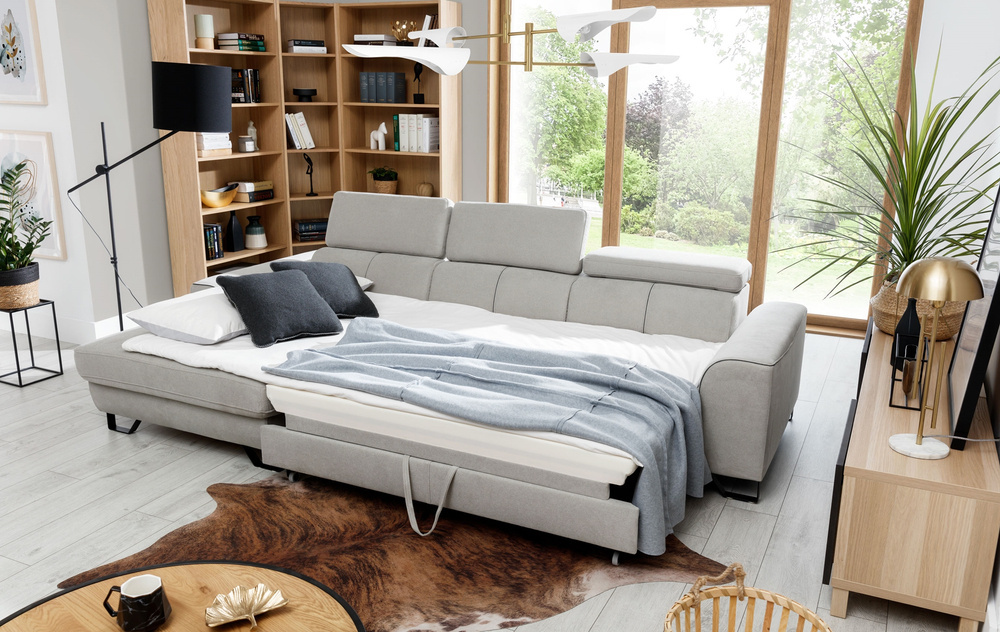 Hjørnesofa med beholder beige ASTI MINI