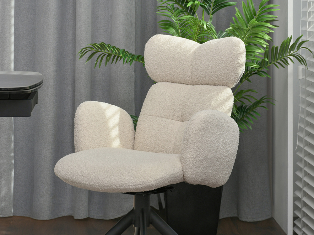 Boucle Chair Cream Black Legs MADELINE