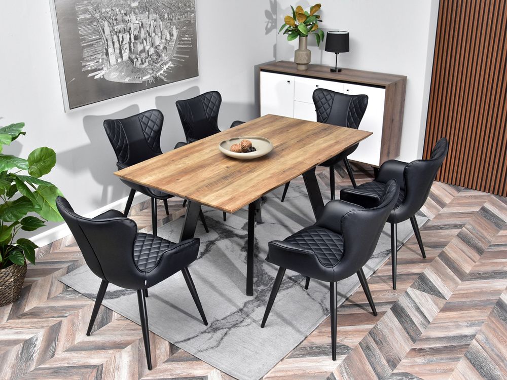 Læderstol sort sorte ben KAMAL