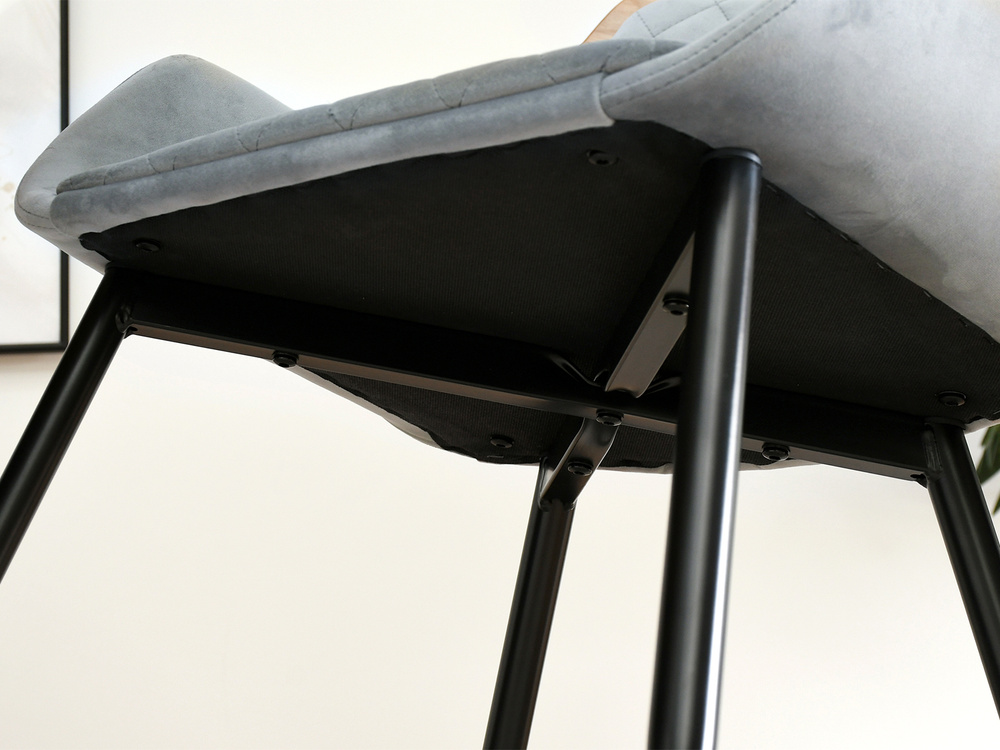 Velourstol grå/eg med sorte ben MORGAN