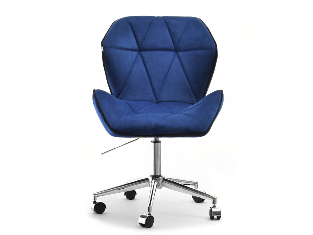 Velour lænestol marineblå krom ben VELO-MOVE