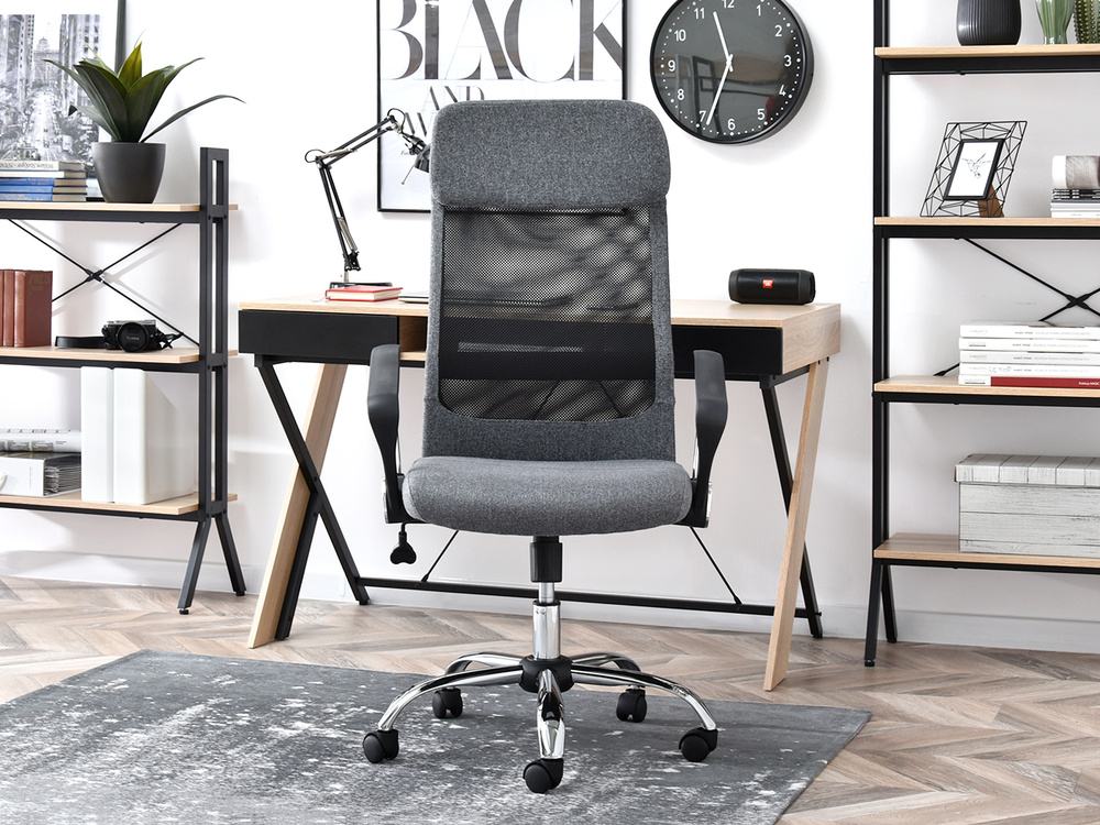 Kontorlænestol med grå kromben KOBE