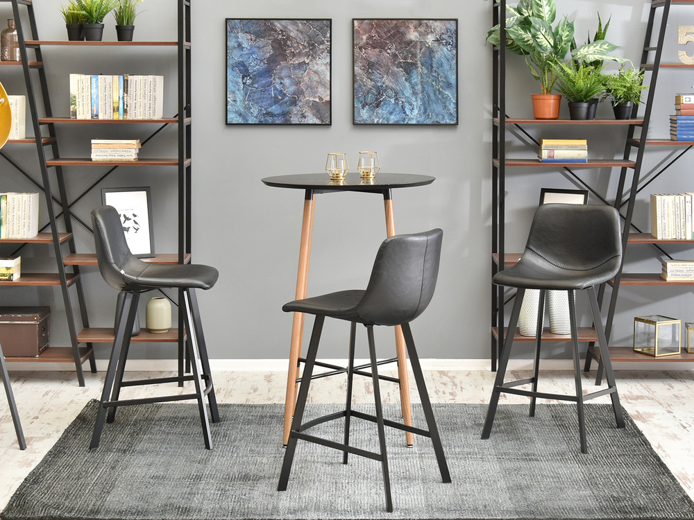 Hocker sort økologisk læder sort ben GOBI