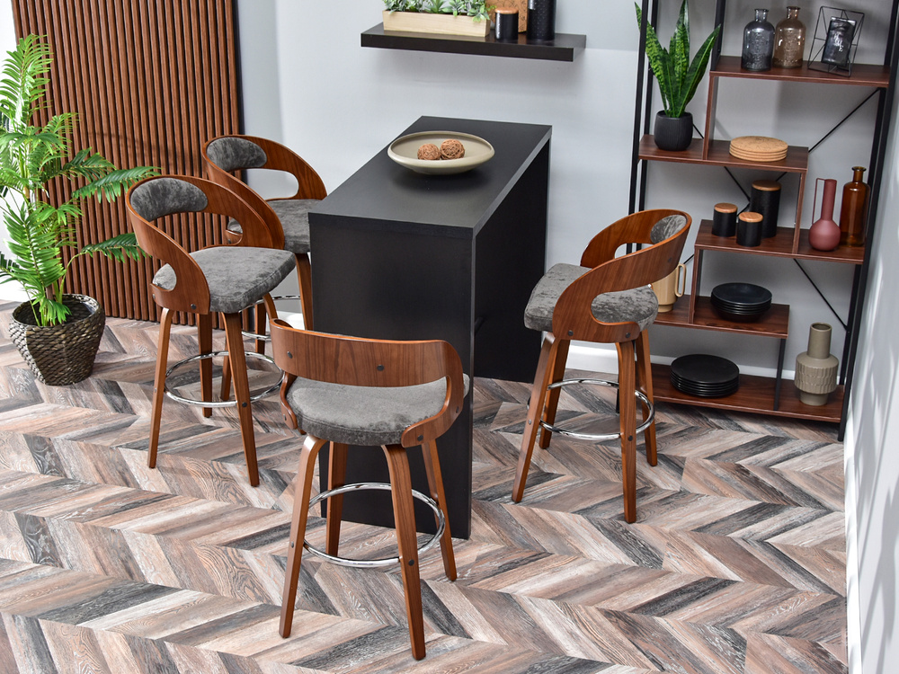 Hocker grå/valnød krom ben WELLA HOCKER