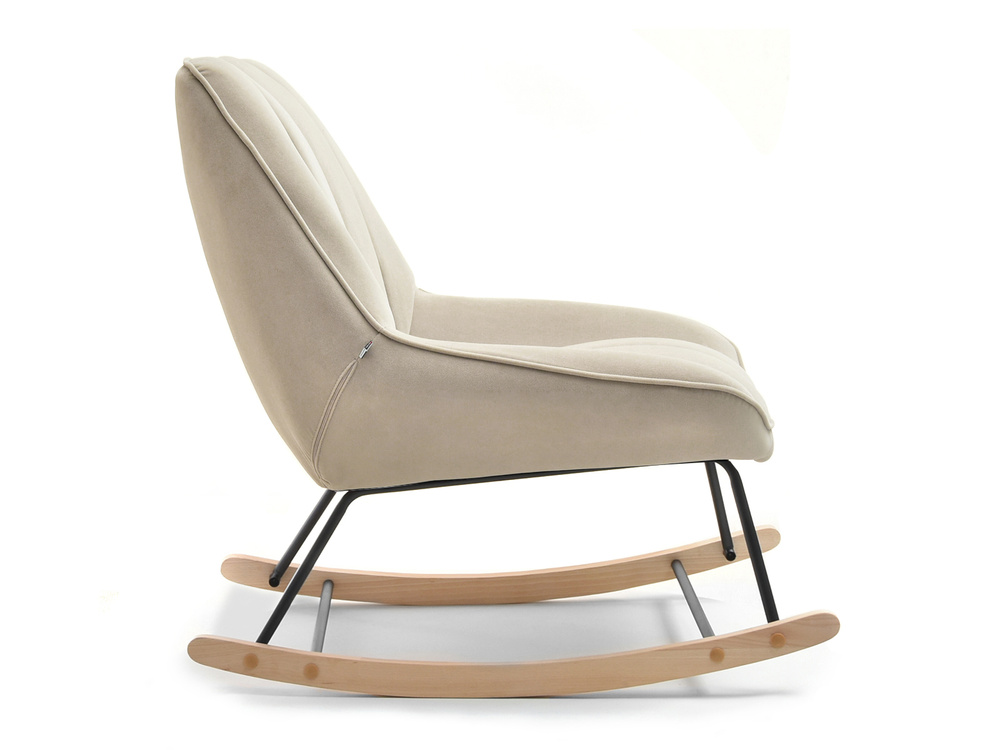 Beige velourlænestol med sorte ben BERTA