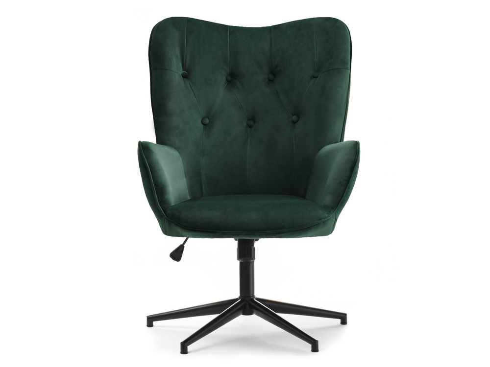 Velourlænestol med grønne, sorte ben TRINI