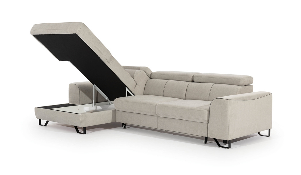 Hjørnesofa med beholder beige ASTI MINI