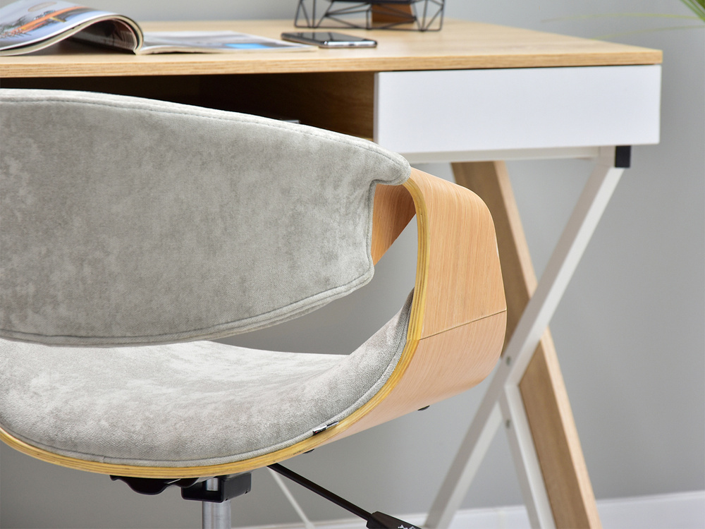 Kontorlænestol grå/natur eg krom ben RAPID