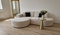 Beige sofa med chaiselong, afrundede kanter, venstre PARMA MINI