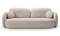 Beige sofa med afrundede kanter, sovefunktion, opbevaringsplads til sengetøj OLIMP