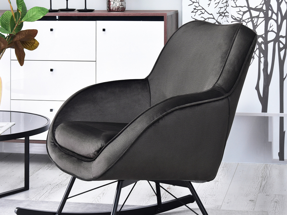 Velourlænestol sort sorte ben COCO