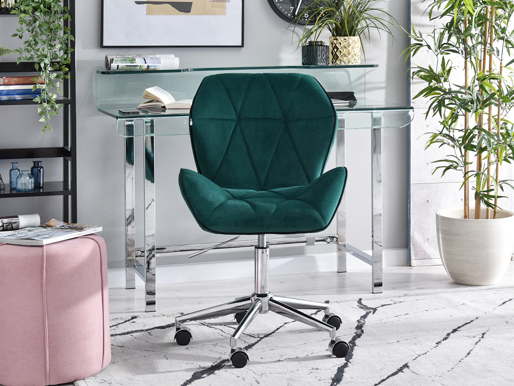 Velourlænestol med grønne forkromede ben VELO-MOVE