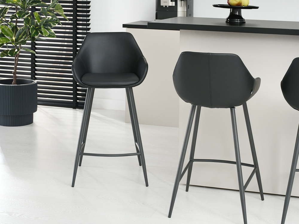 Hocker sort økologisk læder sort ben MIGEL