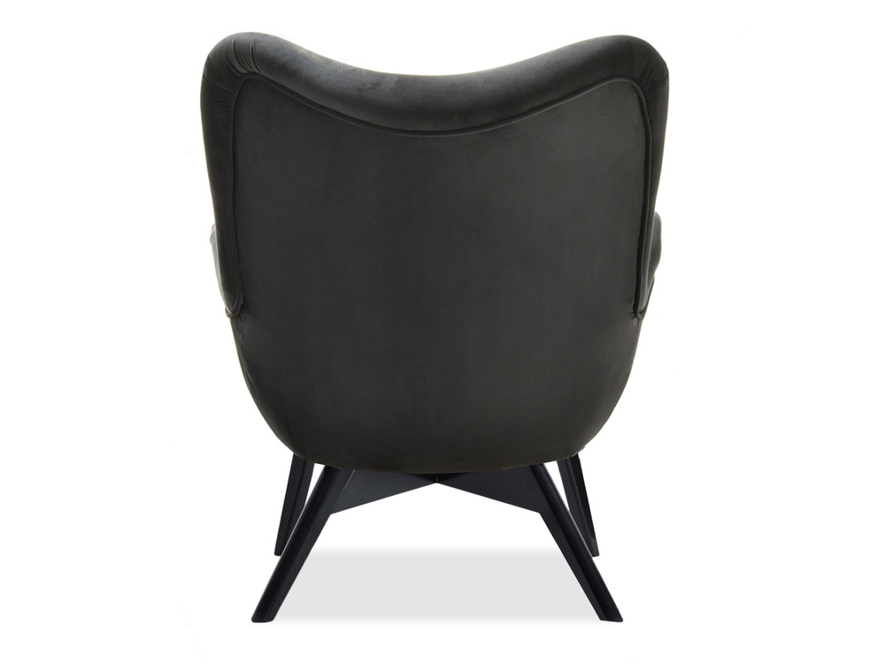 Velourlænestol med grå, sorte ben FLORI