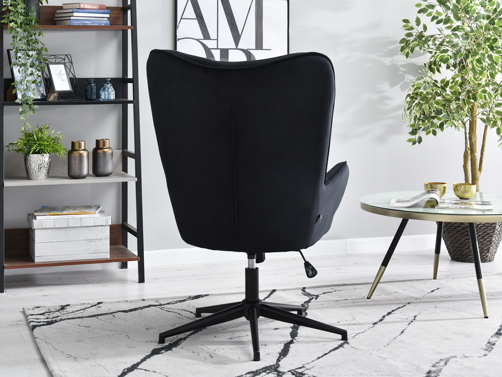 Velourlænestol sort med sorte ben TRINI