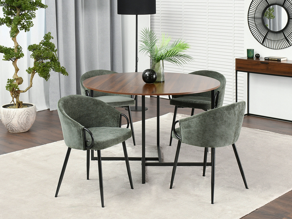 CLARA grøn stol med sorte ben