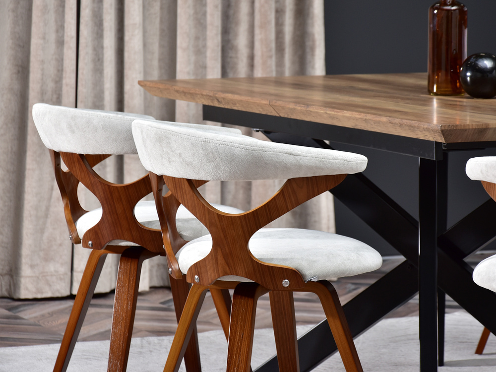 Valnøddevelour stoleben valnød/aske BONITO