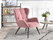 Pink velourlænestol med sorte ben KIKORI