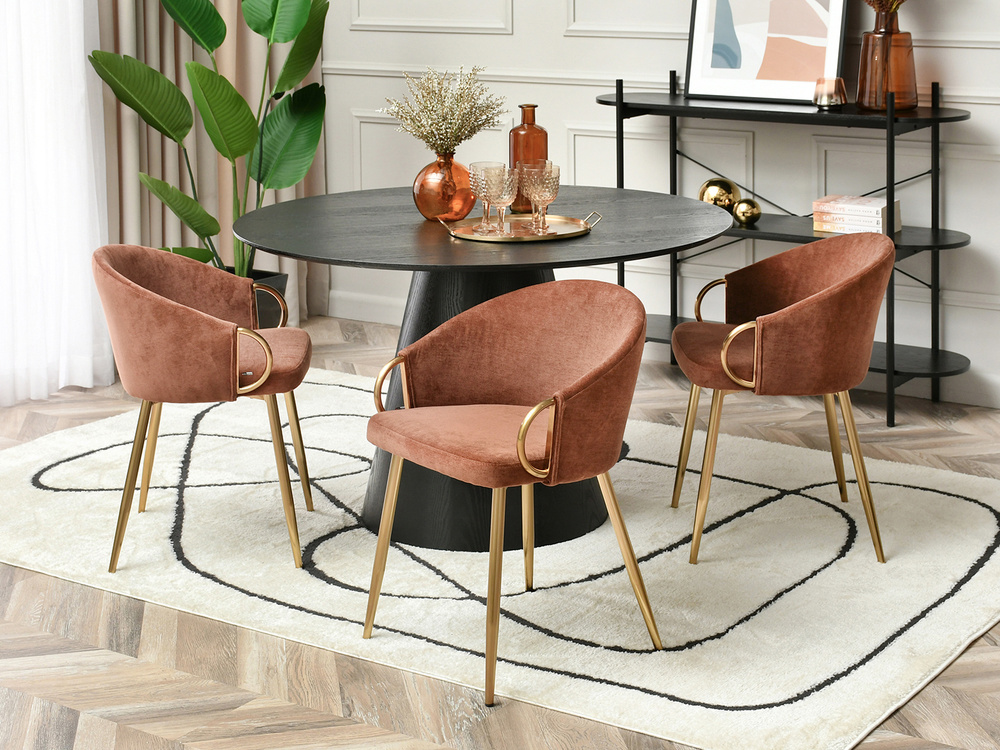 CLARA designerstol med ben i kobber og guld