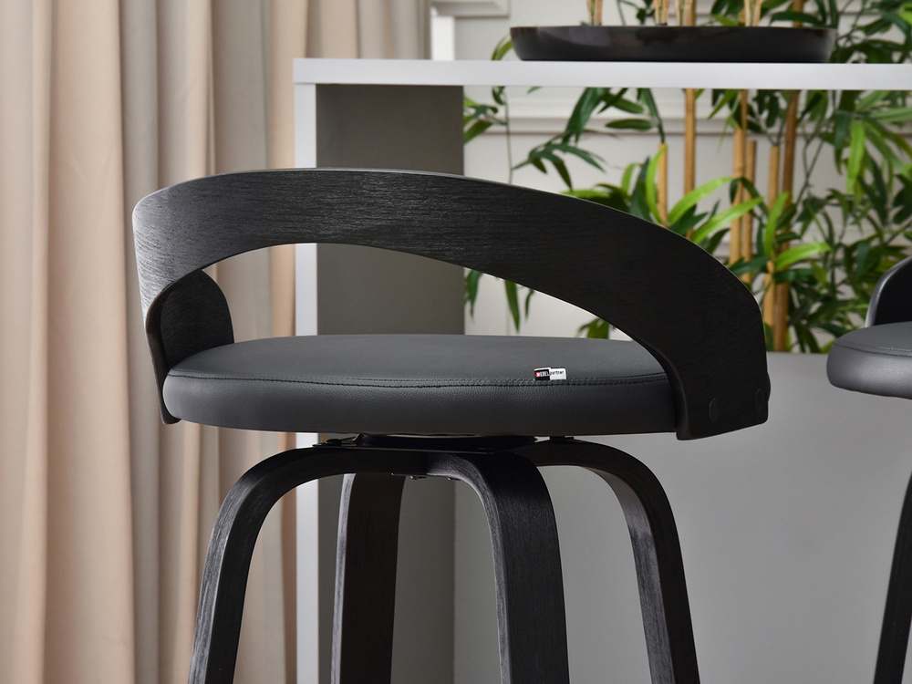 Hocker sort økologisk læder sort ben INDUSTRIAL HOCKER