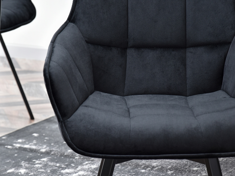 Velourstol, sort sæde, sorte ben ARUBA