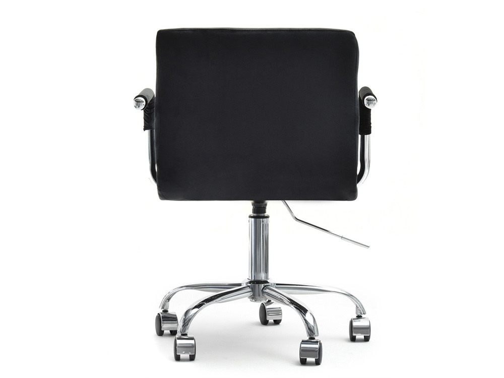 Velourlænestol sort/krom ben ELIS