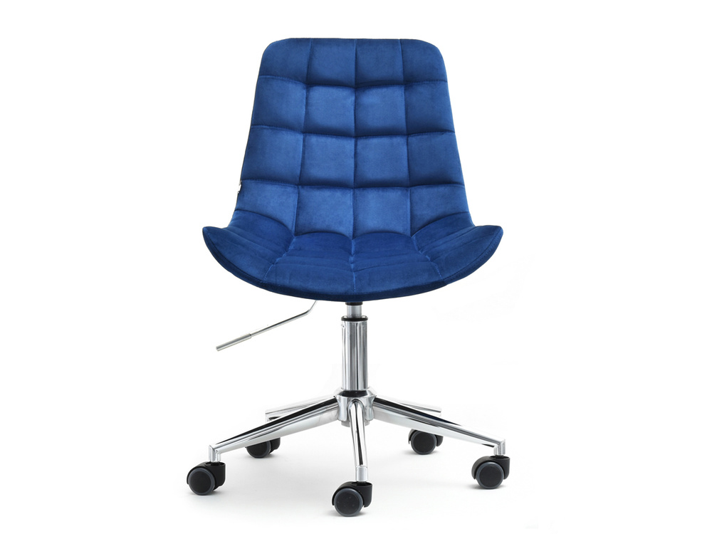 Velour-lænestol marineblå kromben ELIOR