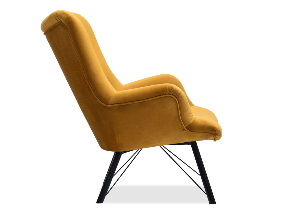 Lænestol i honningvelour med sorte ben DALTON