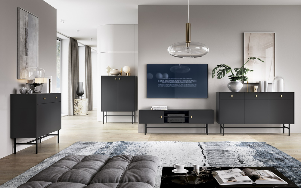 Sort TV bænk 155 cm SPELLO