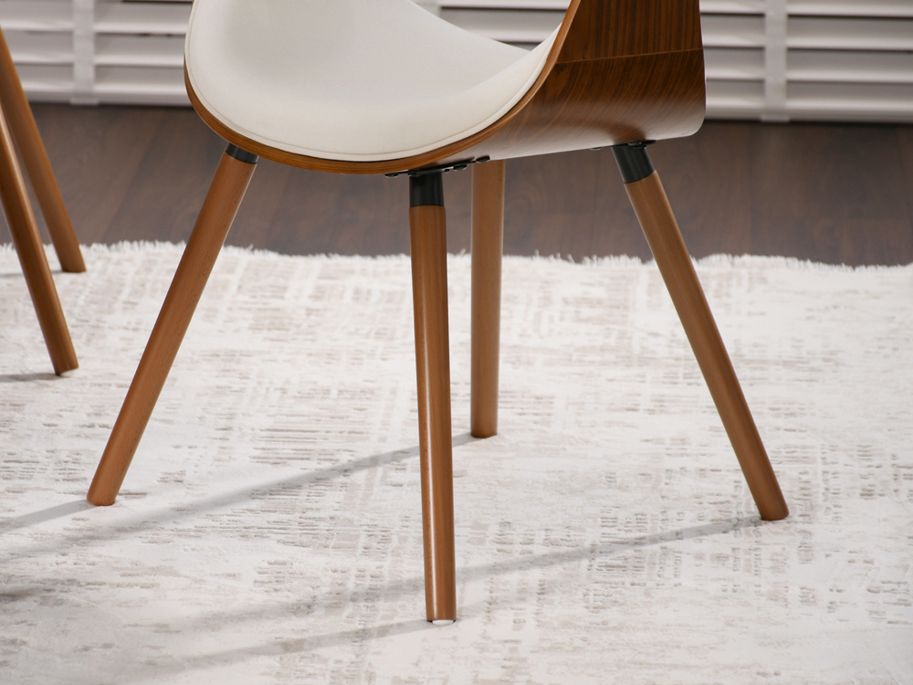 Valnøddevelourstol valnød/cremefarvede ben BENT