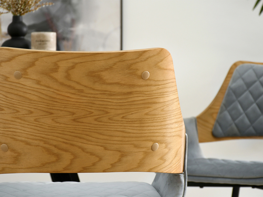 Velourstol grå/eg med sorte ben MORGAN