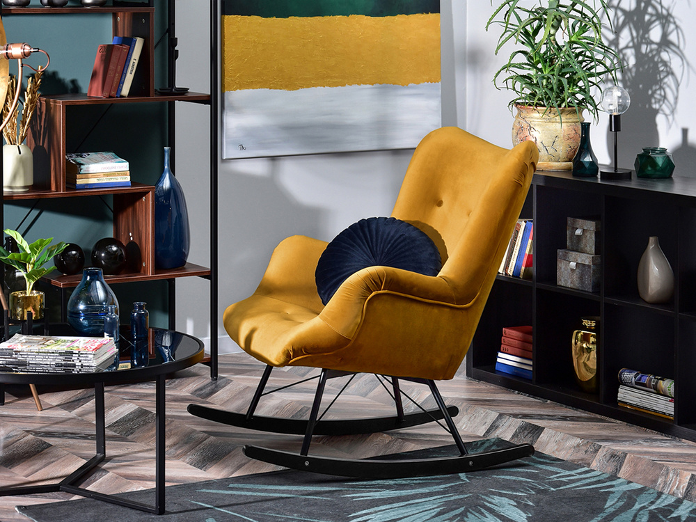 Honey velour lænestol sorte ben LAUREN