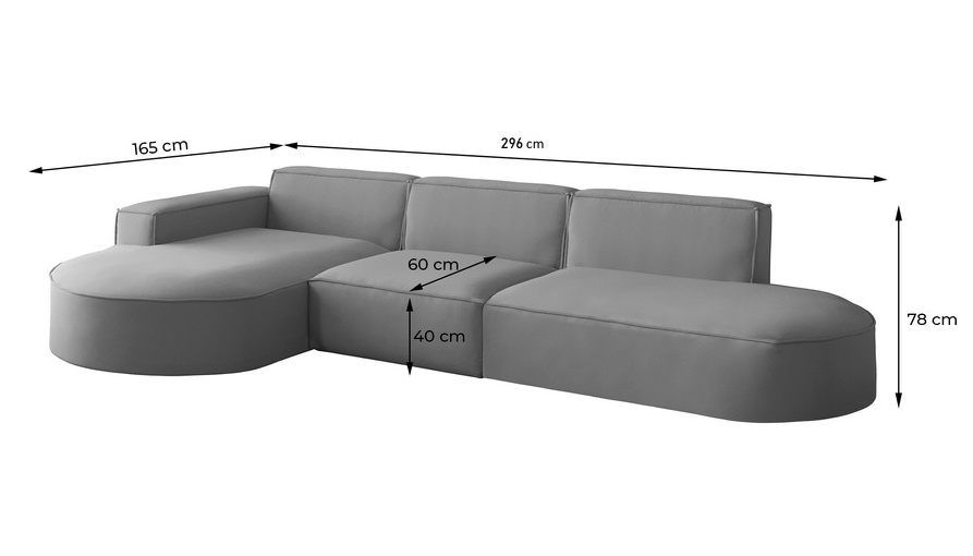 Beige hjørnesofa højre PARMA P