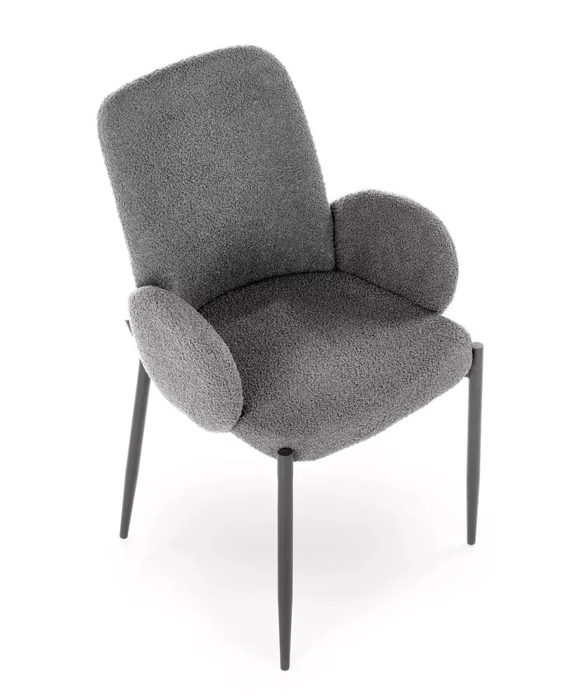 Grå spisestuestol med armlæn K477