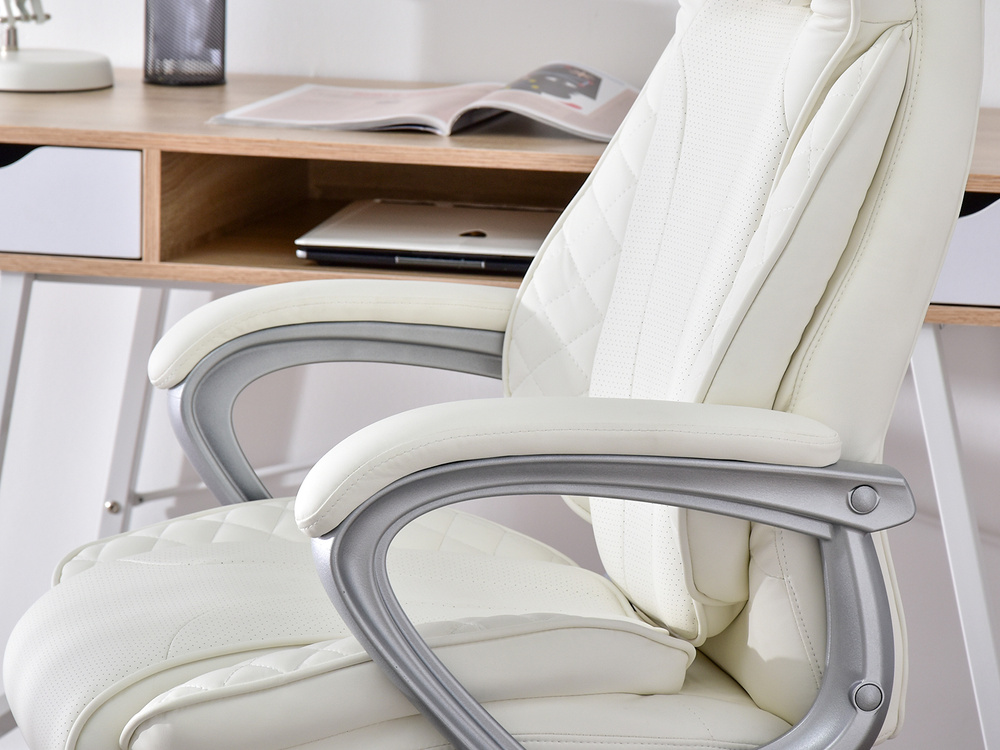 Kontorlænestol med hvide, grå ben HAMPTON