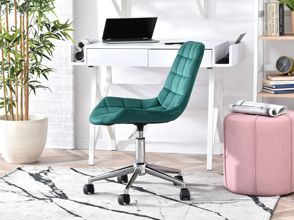 Grøn lænestol med kromben ELIOR