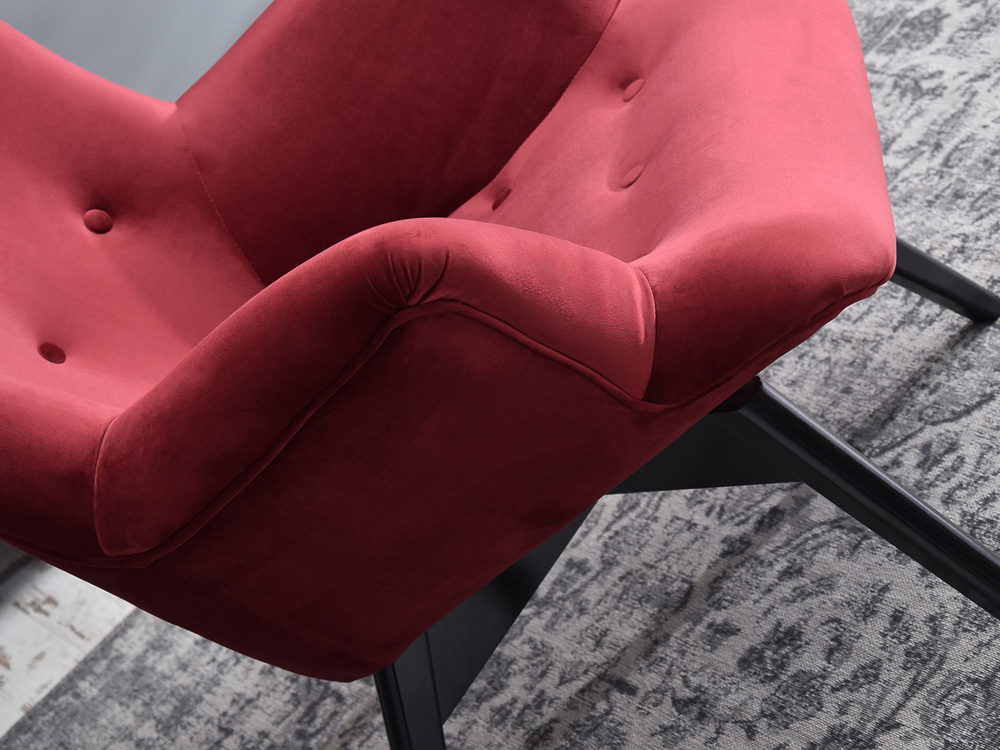 Rødbrun velourlænestol med sorte ben FLORI