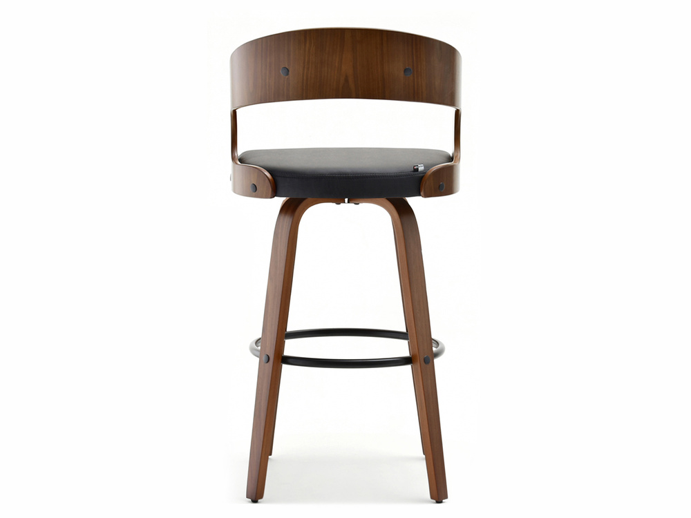 Hocker i valnød, sorte ben, sæde i valnød ROTTO