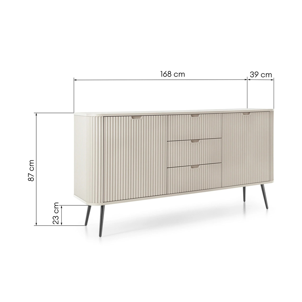 Beige riflet kommode, 168 cm CALMA