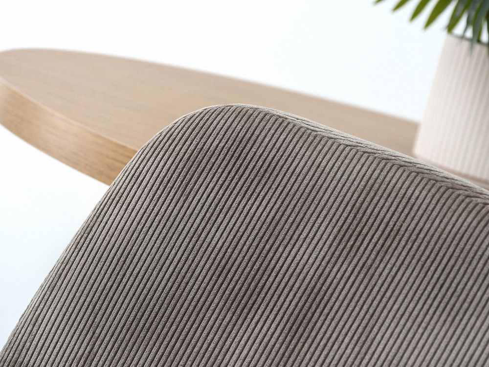 Fløjlsstol mørk beige/beige ben ULRIK